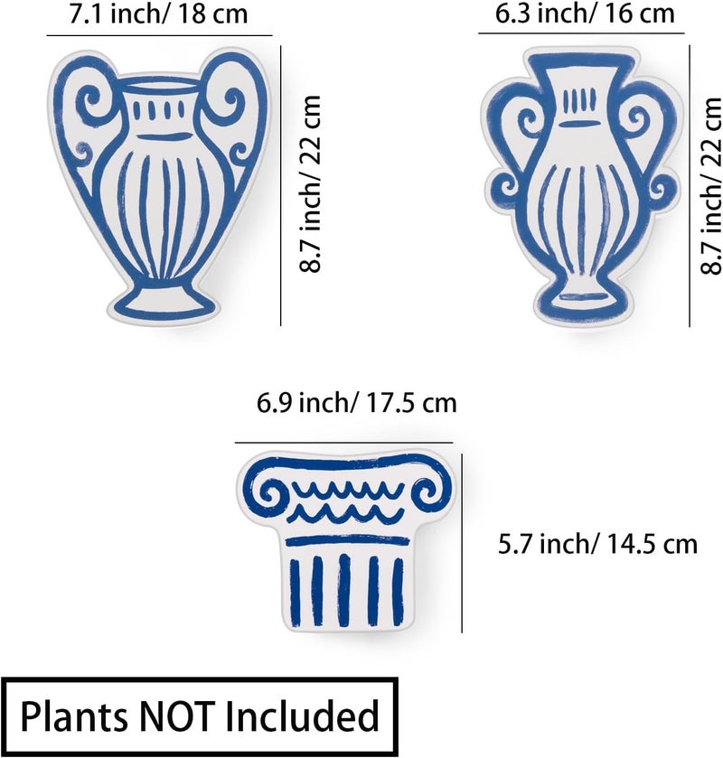 AIM & GGKK Wall Vases for Decor, Set of 3 Metal Wall Mounted Vase for Bedroom Living Room Bathroom Kitchen Modern Metal Decor - Image 2